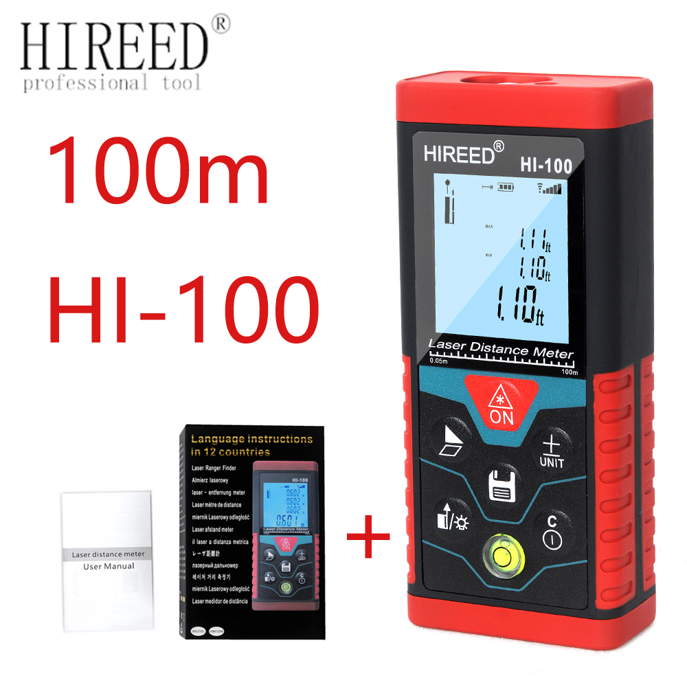 

HIREED laser distance meter 40M 120M 100M Digital rangefinder trena laser tape range finder build measure device ruler test T200603