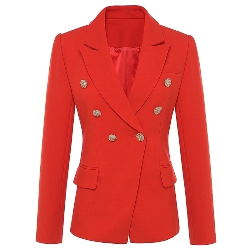 New Fashion Fall Winter Baroque Designer Blazer Women's Metal Lion Buttons Double Breasted Blazer Jacket Outer Coat Red 201201
New Fashion Fall Winter Baroque Designer Blazer Women's Metal Lion Buttons Double Breasted Blazer Jacket Outer Coat Red 201201