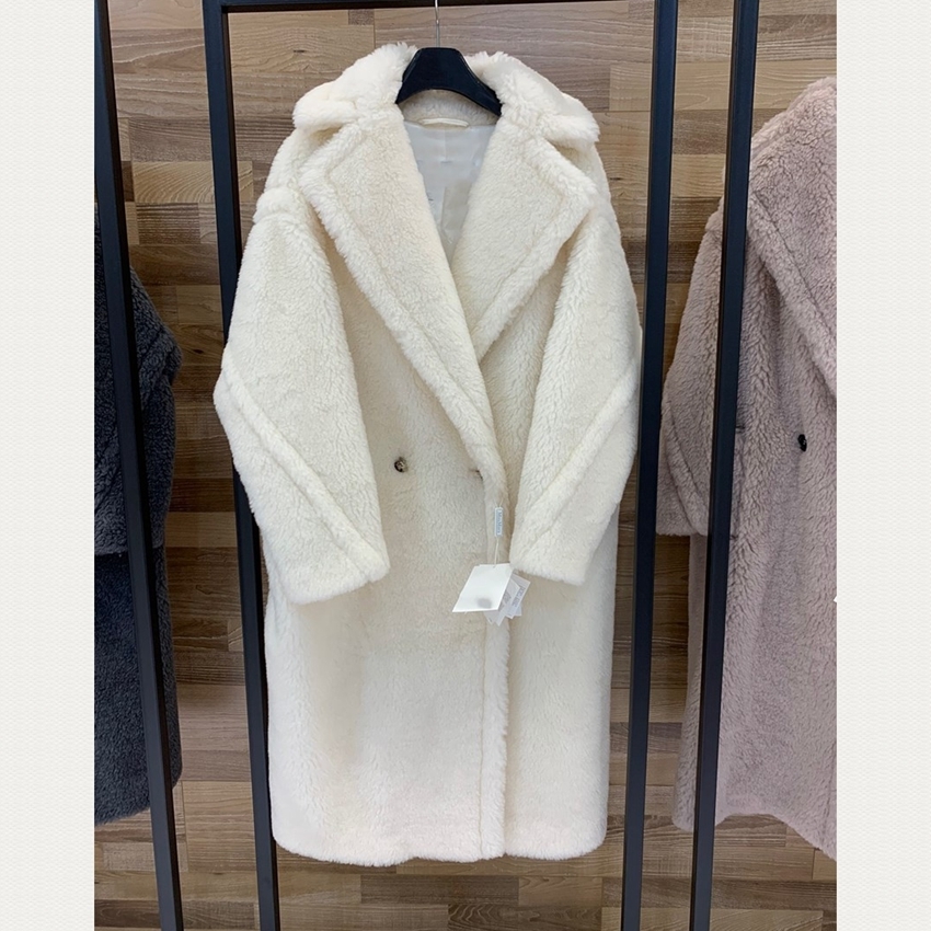 Women Alpaca coat Fashion Sheep wool Overcoat Winter Long Sleeve Outerwear H921 201112