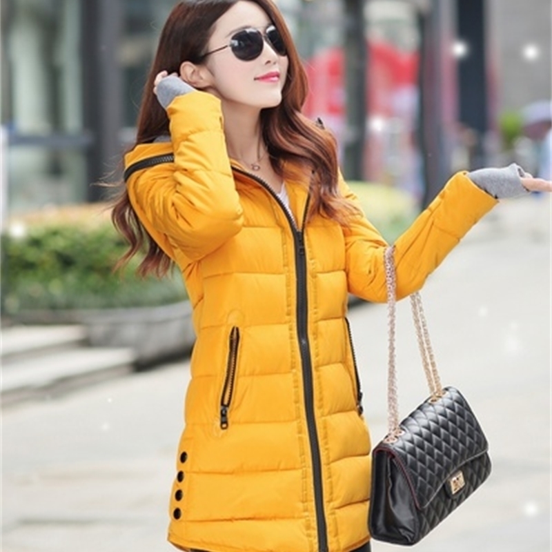 ZOGAA Women Parkas Long Section Thick Slim fit Hooded Down Jacket Coat with Pockets Cotton Casual Winter Jackets for Woman 201027