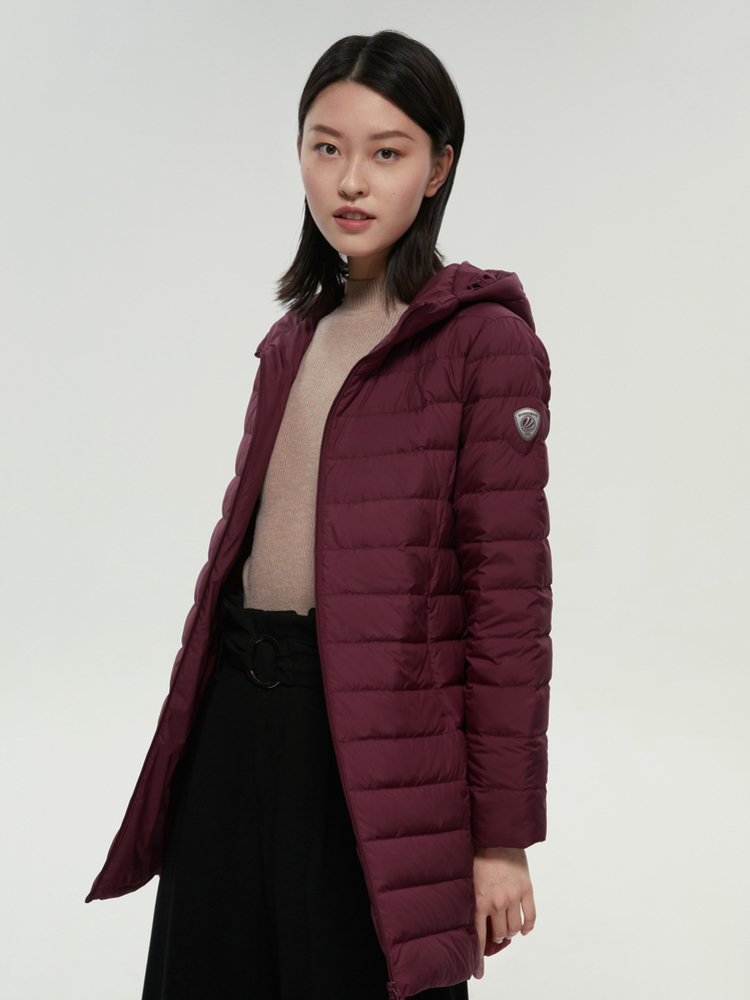 BOSIDENG new mid-length large size down jacket for female women hooded down jacket thin light long down coat B00131014B 201019