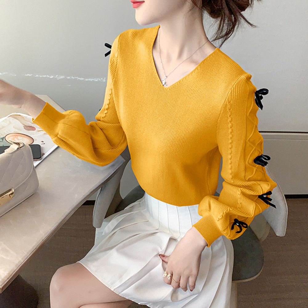 2021 New Preppy Style Sweater Korean Fashion Popular Elastic Simple Designer Winter Best Loose Bowknot V-neck Long Sleeves R17F, Yellow
2021 New Preppy Style Sweater Korean Fashion Popular Elastic Simple Designer Winter Best Loose Bowknot V-neck Long Sleeves R17F, Yellow