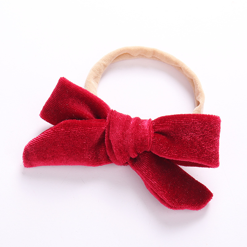 36pc/lot Wholesale Girls Velvet Hair Bow With Nylon Headband kids girls gift Christmas hair accessories LJ201226