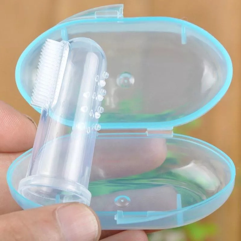 Cute Baby Finger Toothbrush With Box Children Teeth Clear Massage Soft Silicone Infant Rubber Cleaning Brush Massager Set Cepillo De Dientes Para Dedo