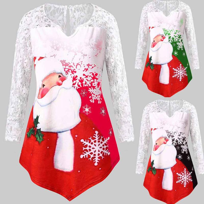 Women T-shirt Christmas Plus Size Printed Lace Patchwork Asymmetrical T-shirt Tops White Lace Dress Women Elegant Sexy vestidos, Black
Women T-shirt Christmas Plus Size Printed Lace Patchwork Asymmetrical T-shirt Tops White Lace Dress Women Elegant Sexy vestidos, Black