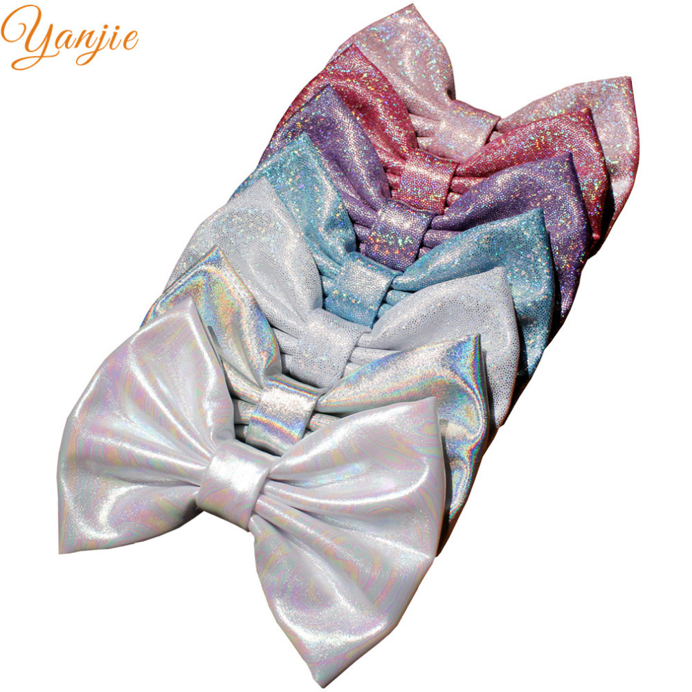 10pcs/lot 5'' Big Messy Metallic Glitter Bow Hair Clips For Children And Kids Hair bows Little Girls Headbands Hair Accessories LJ200903
