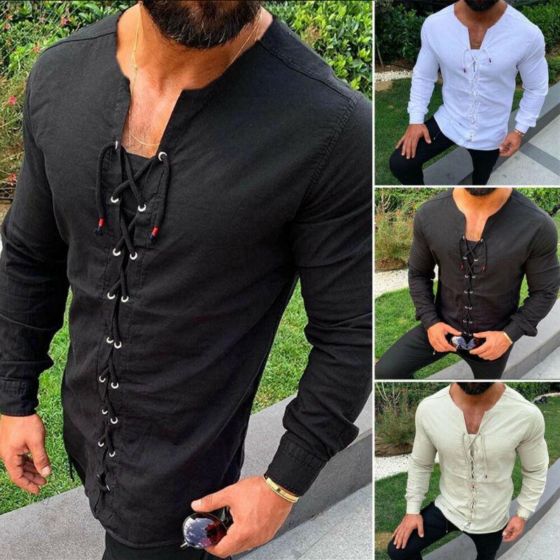 New Men Cotton Linen Slim Shirts Long Sleeve Lacing Belt Pullover Fitness Shirts Male Tops Muscle Casual Shirt Blouse Plus Size, Black
New Men Cotton Linen Slim Shirts Long Sleeve Lacing Belt Pullover Fitness Shirts Male Tops Muscle Casual Shirt Blouse Plus Size, Black