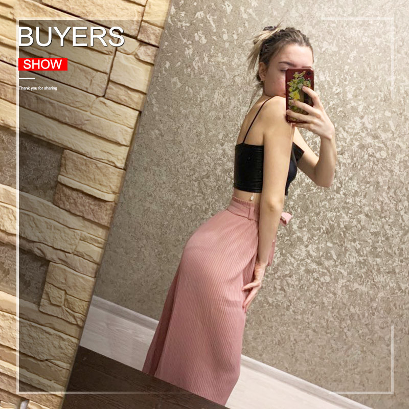 Bow Belt Pleated Loose Women's Wide Leg Pants High Waist Solid Elegant Female Trousers Spring AutumnCasual Ladies Bottoms 201106