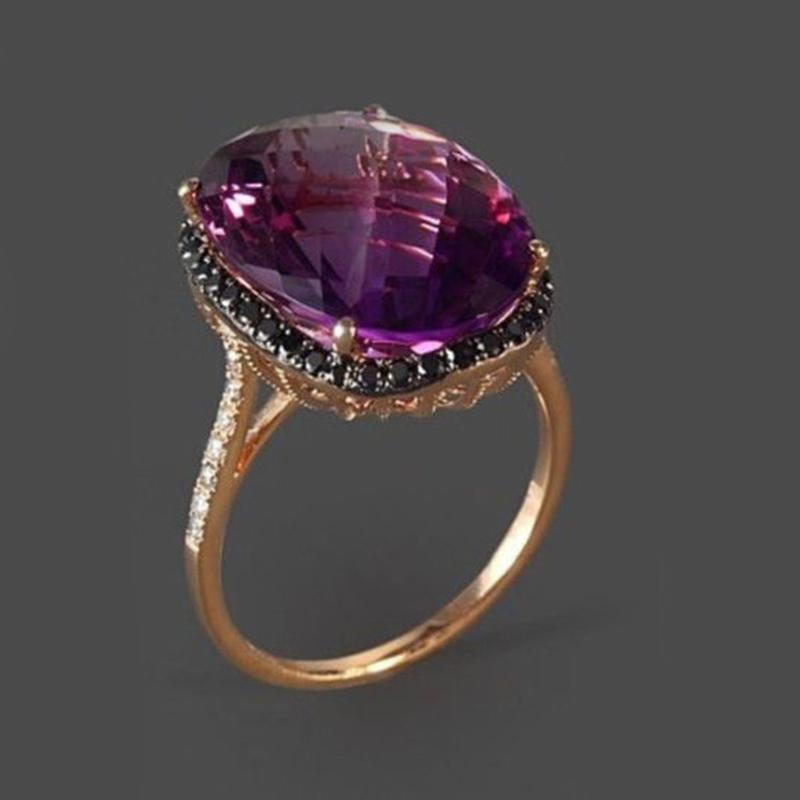 2020 Luxury Women Engagement Ring Rose Gold Metal Oval Purple Stone Black Micro CZ Paved Rings Cocktail Statement Jewelry 222
2020 Luxury Women Engagement Ring Rose Gold Metal Oval Purple Stone Black Micro CZ Paved Rings Cocktail Statement Jewelry 222