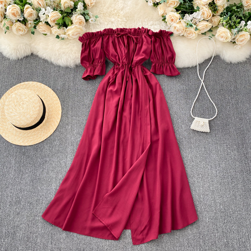 2021 New Sexy slash neck summer puff solid to-line dressed elegant off the shoulder beach dress S8RU, Red
2021 New Sexy slash neck summer puff solid to-line dressed elegant off the shoulder beach dress S8RU, Red