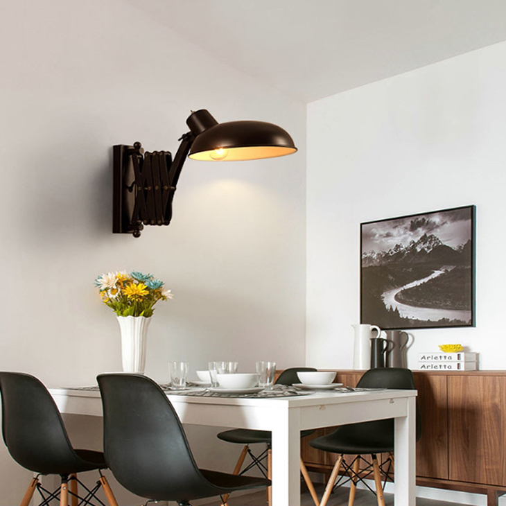 American retro industrial style retractable wall lamp creative personality dining room bedroom study elongated wall light