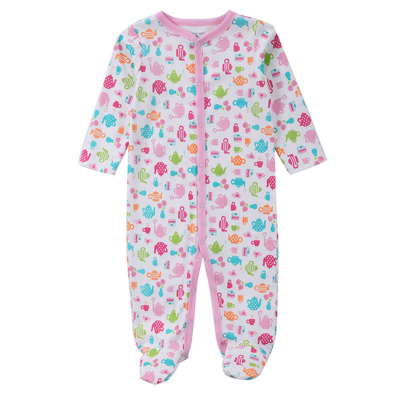 3 PCS Mother Nest Baby Romper Long Sleeves 100% Cotton Baby Pajamas Cartoon Printed Newborn Baby Girls Boys Clothes 201028