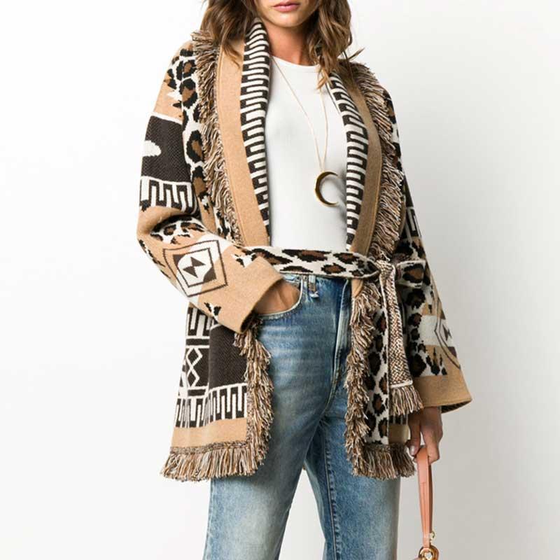 Women' Knits & Tees Boho Inspired Multicoloured Leopard Cardigan Cashmere Wrap Women Jacquard Graphic Fringe Trim Bohemian Coat1, Blue
Women' Knits & Tees Boho Inspired Multicoloured Leopard Cardigan Cashmere Wrap Women Jacquard Graphic Fringe Trim Bohemian Coat1, Blue