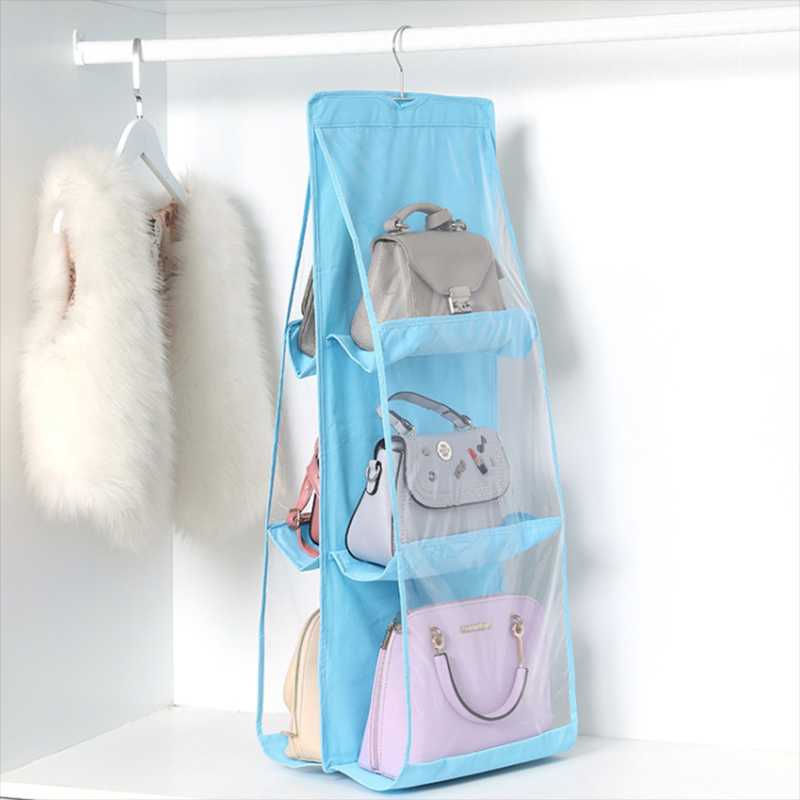 6 Pocket Hanging Handbag Organizer for Wardrobe Closet Transparent Storage Bag Door Wall Clear Sundry Shoe Bag with Hanger, Blue
6 Pocket Hanging Handbag Organizer for Wardrobe Closet Transparent Storage Bag Door Wall Clear Sundry Shoe Bag with Hanger, Blue