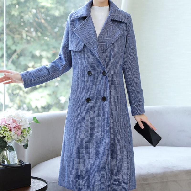 Women Wool Double Breasted Coat Elegant Long Sleeve Work Office Fashion Jacket Office Lady Blazer Fashion Work Blazers Feminino