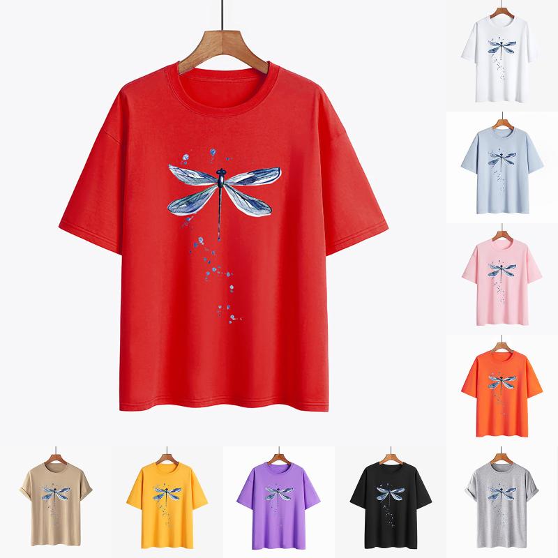 Couple T-shirt Funny Watercolor Dragonfly Printing T-shirts Round Neck Top Men And Women Short Sleeve Loose Tops In Summer, Black
Couple T-shirt Funny Watercolor Dragonfly Printing T-shirts Round Neck Top Men And Women Short Sleeve Loose Tops In Summer, Black