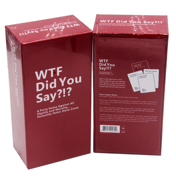 Wholesale WTF Did You Say A Party Game Against All Dignity and Morality Full Game XL Set of 594 Cards
Wholesale WTF Did You Say A Party Game Against All Dignity and Morality Full Game XL Set of 594 Cards