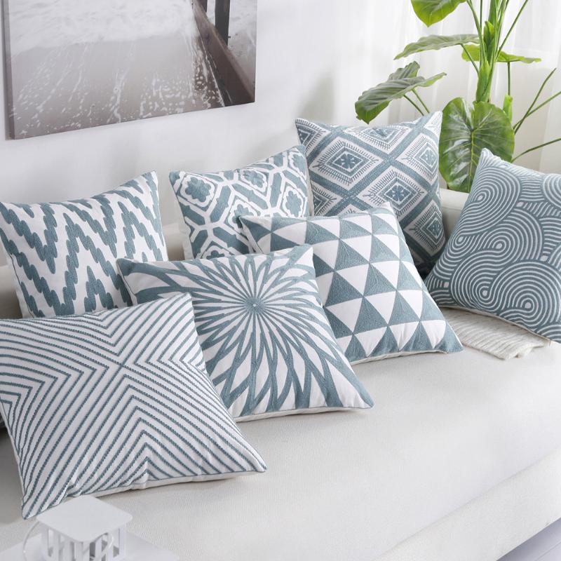 Cotton Embroidery Pillowcase Nordics Geometric Bule Cushion Cover Cojines Decorativos Para Sofa New Year Home Decorative pillows, 02
Cotton Embroidery Pillowcase Nordics Geometric Bule Cushion Cover Cojines Decorativos Para Sofa New Year Home Decorative pillows, 02