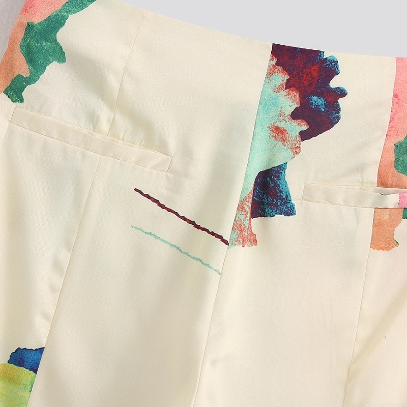 New Women popular colorful painting wide leg pants femme leisure zipper Trousers office lafy wear casual slim chic pants P603 201111