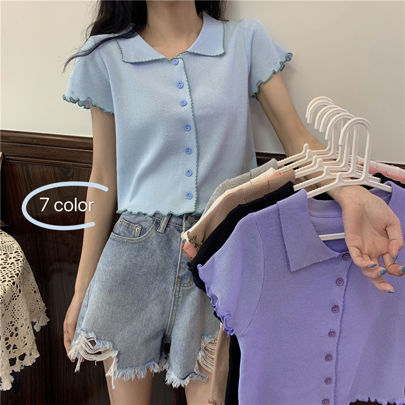 2021 New 7 colours summer Korean turn down collar style tops t-shirts of women women's shirt femme (l9022) V3JB, Black
2021 New 7 colours summer Korean turn down collar style tops t-shirts of women women's shirt femme (l9022) V3JB, Black