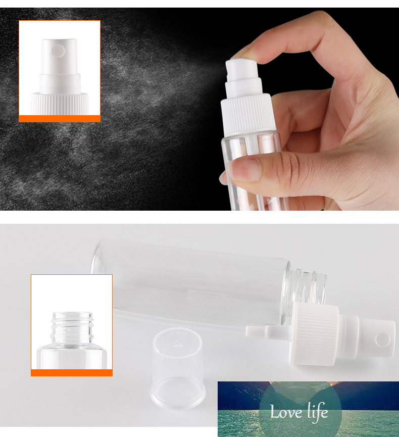 Sedorate 50 Pcs/Lot 30ML Plastic Perfume Spray Bottle Clear Brown Blue Automizer Mist Toner Refillable Travel Bottle LW008
