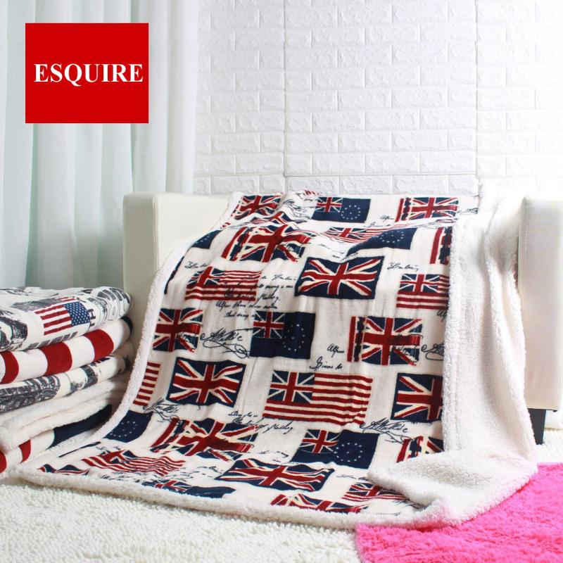 USA US UK ENGLAND BRITISH NEWYORK LODON 50x60inch double thick coral fleece gift sofa tv flag sherpa throw blanket
