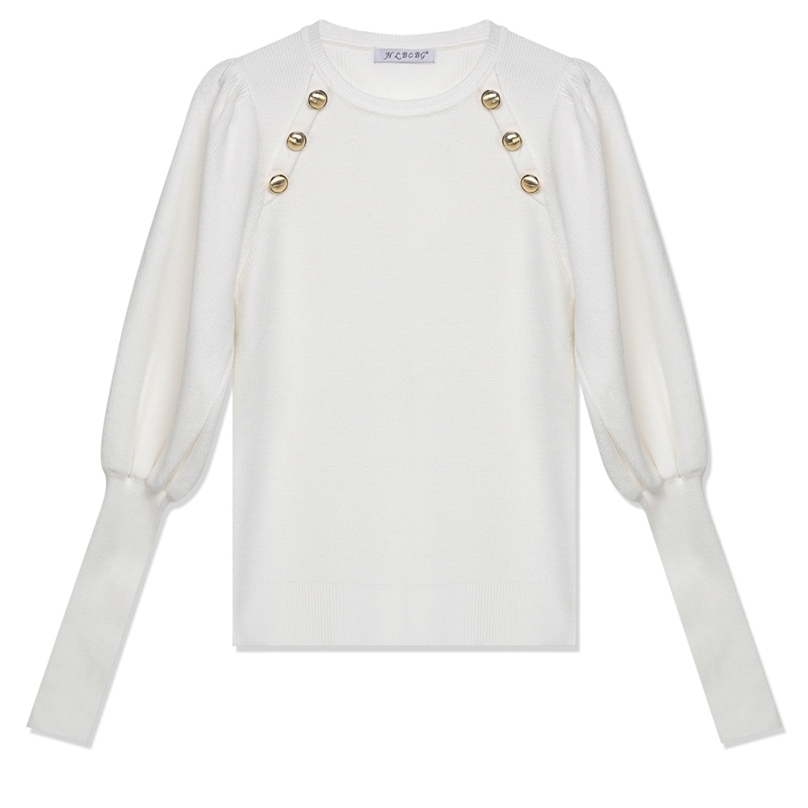 HLBCBG High quality puff sleeves Womens Sweaters Fashion Knitted Pullover Sweater Fall Winter Soft Female Jumper Top Jersey Pull 201225