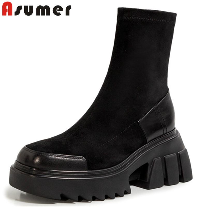 Asumer 2021 new arrive thick bottom ankle boots women fashion shoes solid colors autumn winter casual stretch ladies boots, Black with fur
Asumer 2021 new arrive thick bottom ankle boots women fashion shoes solid colors autumn winter casual stretch ladies boots, Black with fur