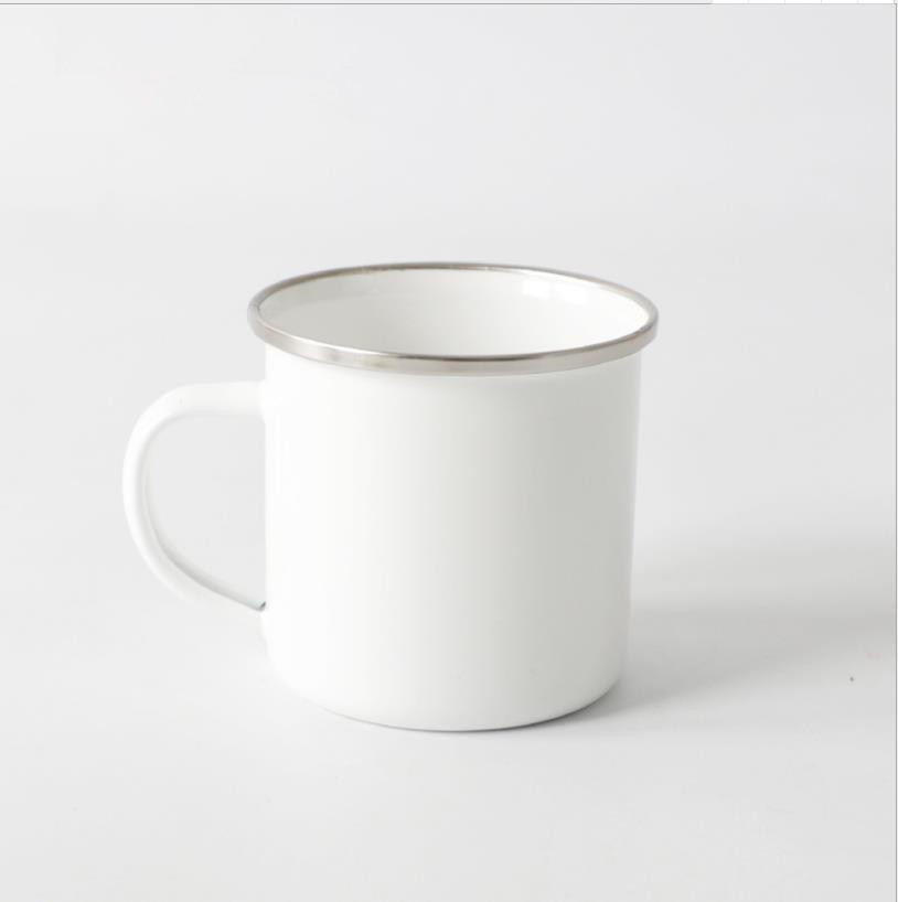 sublimation Enamel Coffee Mug 12oz Camping Mug Metal Coffee Mugs Enamel Steel Mug Durable Travel Enamel Beverage Mugs