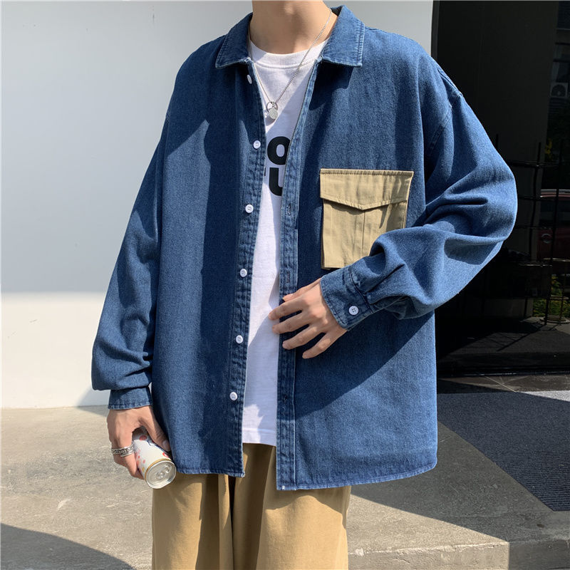 Spring 2021 Men's and Winter Thin New Work Pocket Tools Denim Jacket Young Clothes Q7P2, Navy blue.
Spring 2021 Men's and Winter Thin New Work Pocket Tools Denim Jacket Young Clothes Q7P2, Navy blue.
