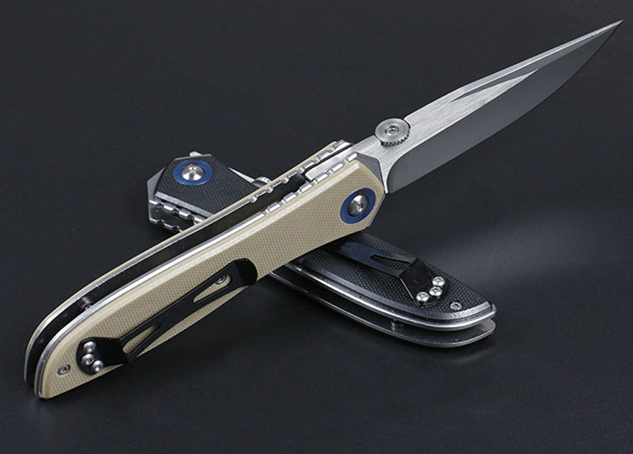 High Quality 0640 Ball Bearing Folding Knife 9Cr13Mov Satin Blade G10 + Steel Sheet Handle EDC Knives With Retail Box