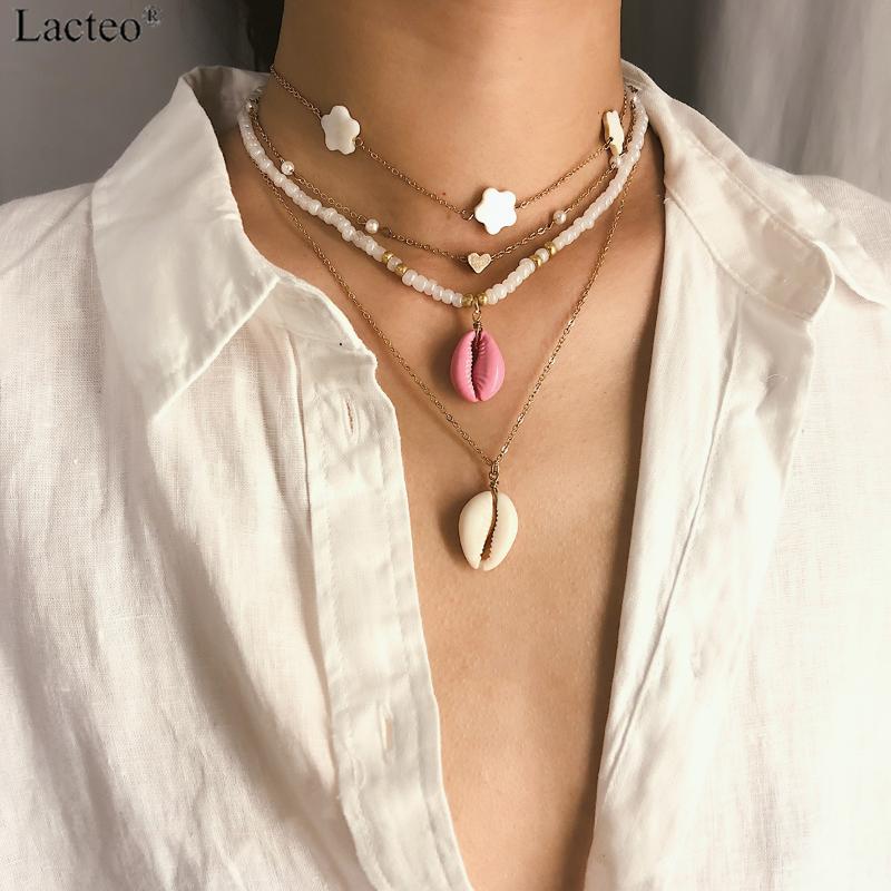 Lacteo 2 Pcs/set Bohemian Pink Bead Shell Pendant Necklace Women Sweet Multi Layer Love Heart Clavicle Chain Choker Necklaces
Lacteo 2 Pcs/set Bohemian Pink Bead Shell Pendant Necklace Women Sweet Multi Layer Love Heart Clavicle Chain Choker Necklaces