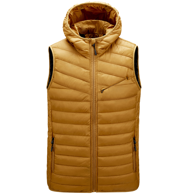 New Men's Vest Winter Down Vest Casual Waistcoat Men Light Sleeveless Jacket Plus Size 4XL Warm Men's Hooded Vest Overcoats 201114