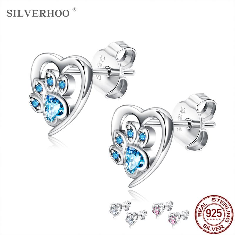 Stud SILVERHOO Genuine Sterling Silver 925 Jewelry Animal Cute Earrings For Women Heart Shape Blue CZ Cubic Zirconia Earring 
Stud SILVERHOO Genuine Sterling Silver 925 Jewelry Animal Cute Earrings For Women Heart Shape Blue CZ Cubic Zirconia Earring