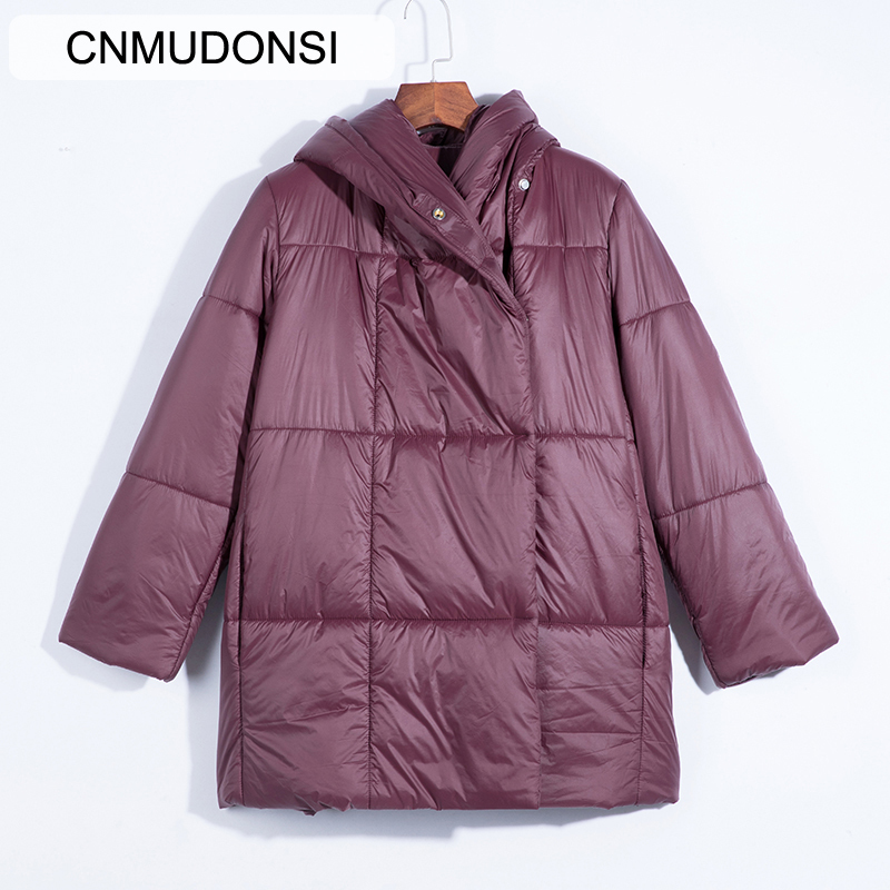 Winter Jacket Women's Large Size Women's Parker Coat Thicken Jacket Solid Color Hooded Coat Short Women's Slim Cotton Found 201019
