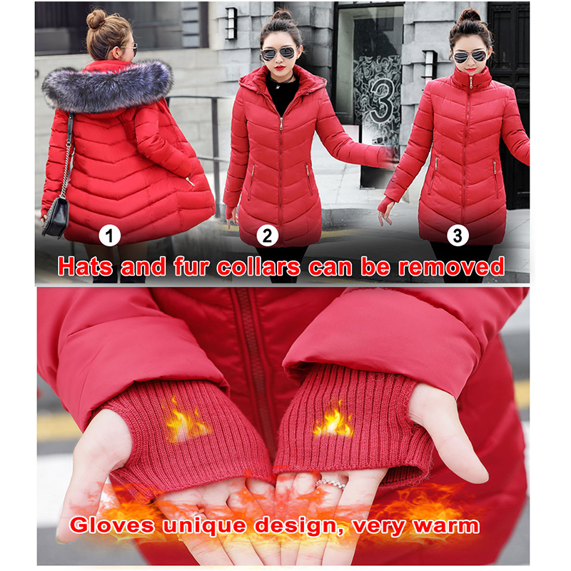new Fashion Winter Jacket Women Big Fur Cotton Padded Thick Down Parkas XLong Female Jacket Coat Slim Warm Winter Outwear 200928