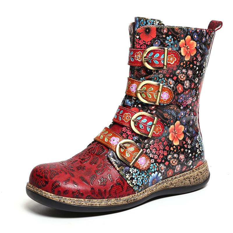 Hot Style Women New Boots Retro Printed Metal Buckle Genuine Leather Zipper Ankle Boots Ladies Shoes Women Botines Mujer 2020, Red
Hot Style Women New Boots Retro Printed Metal Buckle Genuine Leather Zipper Ankle Boots Ladies Shoes Women Botines Mujer 2020, Red