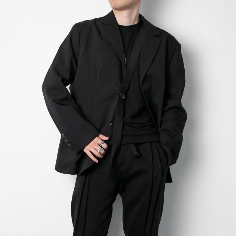 Abstinence is the trend of autumn men' net red front ribbon design loose casual suit jacket, Black
Abstinence is the trend of autumn men' net red front ribbon design loose casual suit jacket, Black