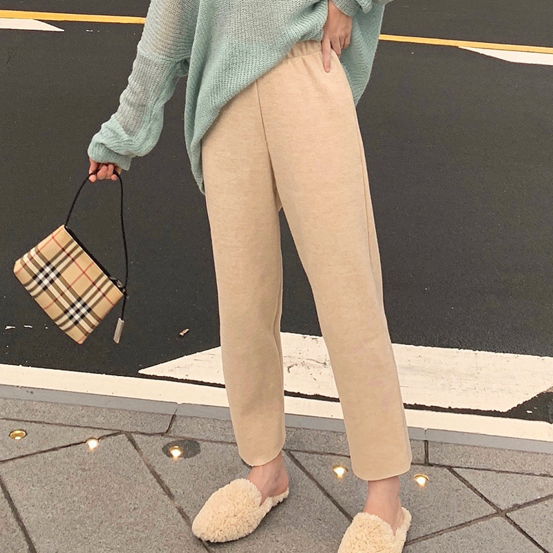 Grandma pants women's autumn and winter knitted highwaist loose radish pants 2020 new straight ninepoint casual wideleg pants T200422