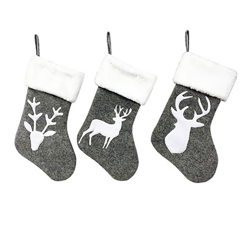 Christmas Stockings Holder Tree Ornaments Deer Sacks Xmas Gift Bags Presents Kids Decorations Wall Art Socks Stuffers Home Room