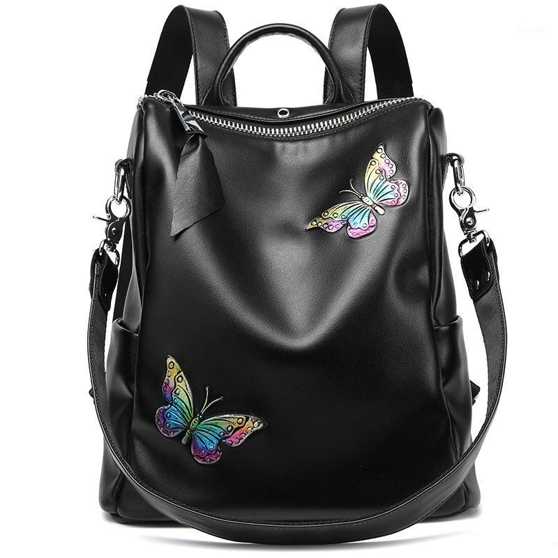 2020 newest fashion Genuine Leather Shoulder female Bag Women's trendy Butterfly printed black Backpack large capacity handbag1, Color same as pictur
2020 newest fashion Genuine Leather Shoulder female Bag Women's trendy Butterfly printed black Backpack large capacity handbag1, Color same as pictur
