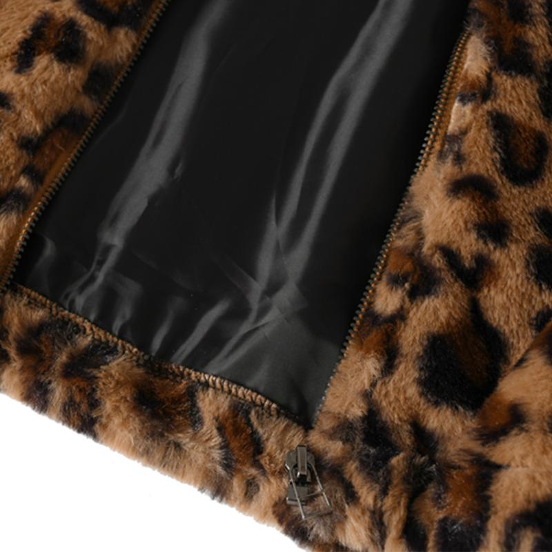 Hip Hop Lambswool Sherpa Jacket Mens Streetwear Leopard Pattern Stand Cardigan Coats Winter Harajuku Loose Couple Outwear