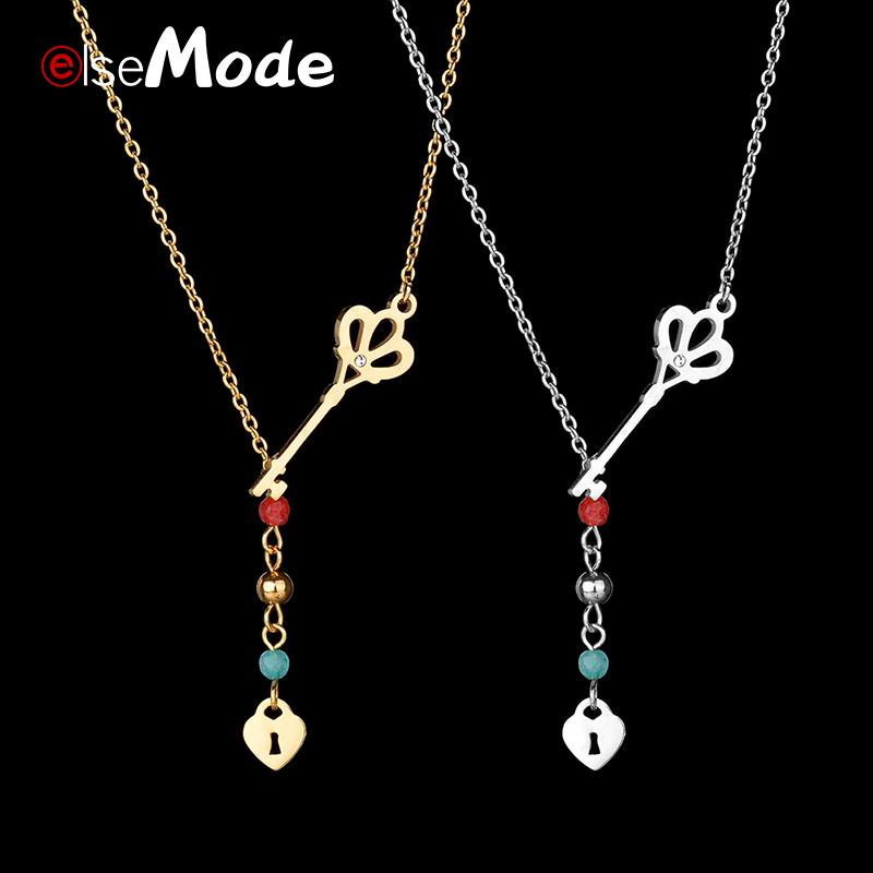 ELSEMODE Fashion Gold Steel Key Heart CZ Stone Engagement Pendant Necklace Stainless For Women Girl Friend Mother Day Gift
ELSEMODE Fashion Gold Steel Key Heart CZ Stone Engagement Pendant Necklace Stainless For Women Girl Friend Mother Day Gift