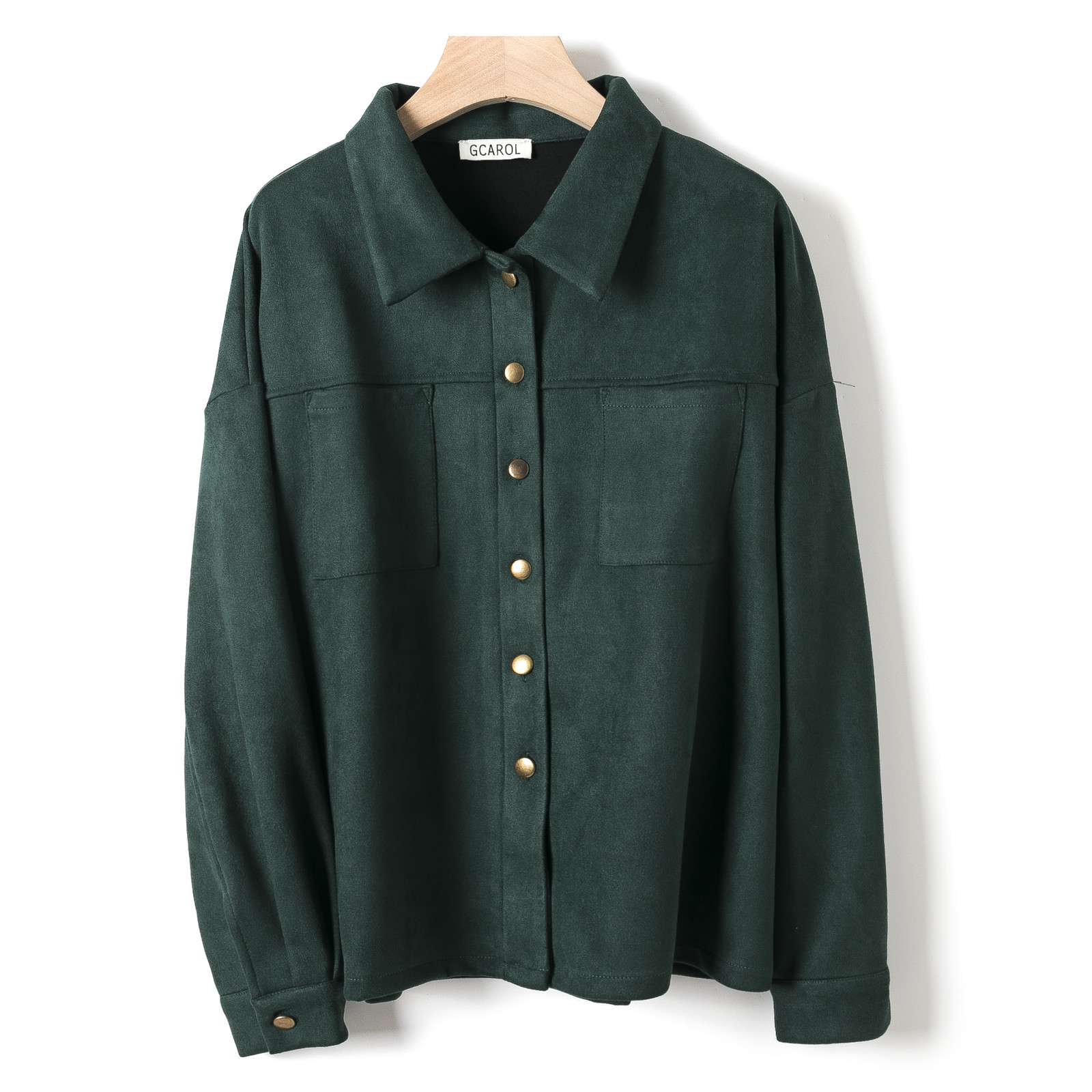GCAROL Women TurnDown Collar Velvet Jacket Singlebreasted Drop Shoulder Thick Oversized Coat Autumn Winter Overalls 201017