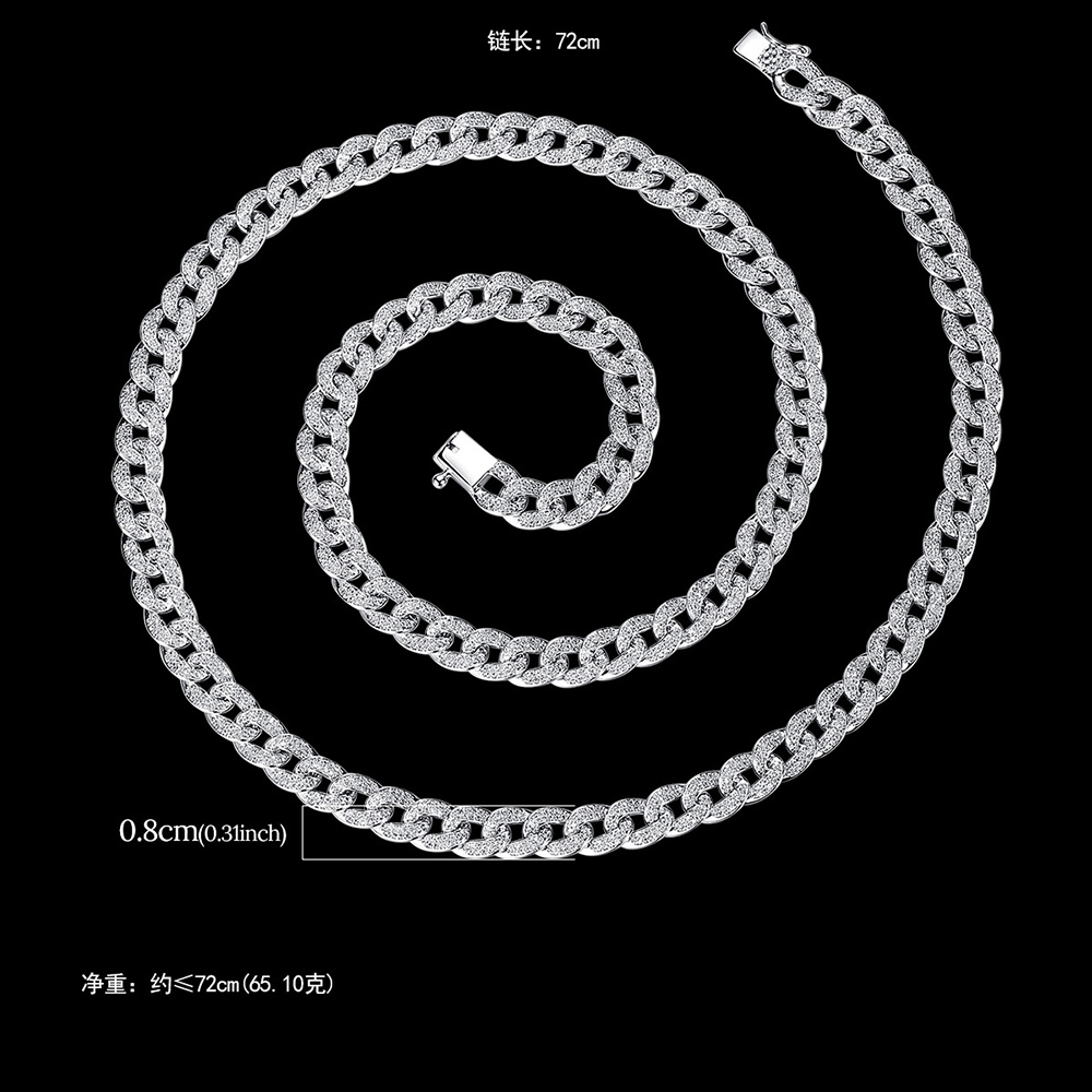 Hip Hop Shining Zircon Cuba Chains Necklace Jewelry Men's Shining Chains Necklace 18k Gold Silver Link Chains