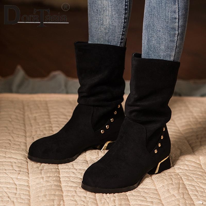 DORATASIA New Fashion Female Autumn Boots 2020 Comfort Boots Women Round Toe Square Med Heels With Metal Decoration Shoes Woman, Black
DORATASIA New Fashion Female Autumn Boots 2020 Comfort Boots Women Round Toe Square Med Heels With Metal Decoration Shoes Woman, Black
