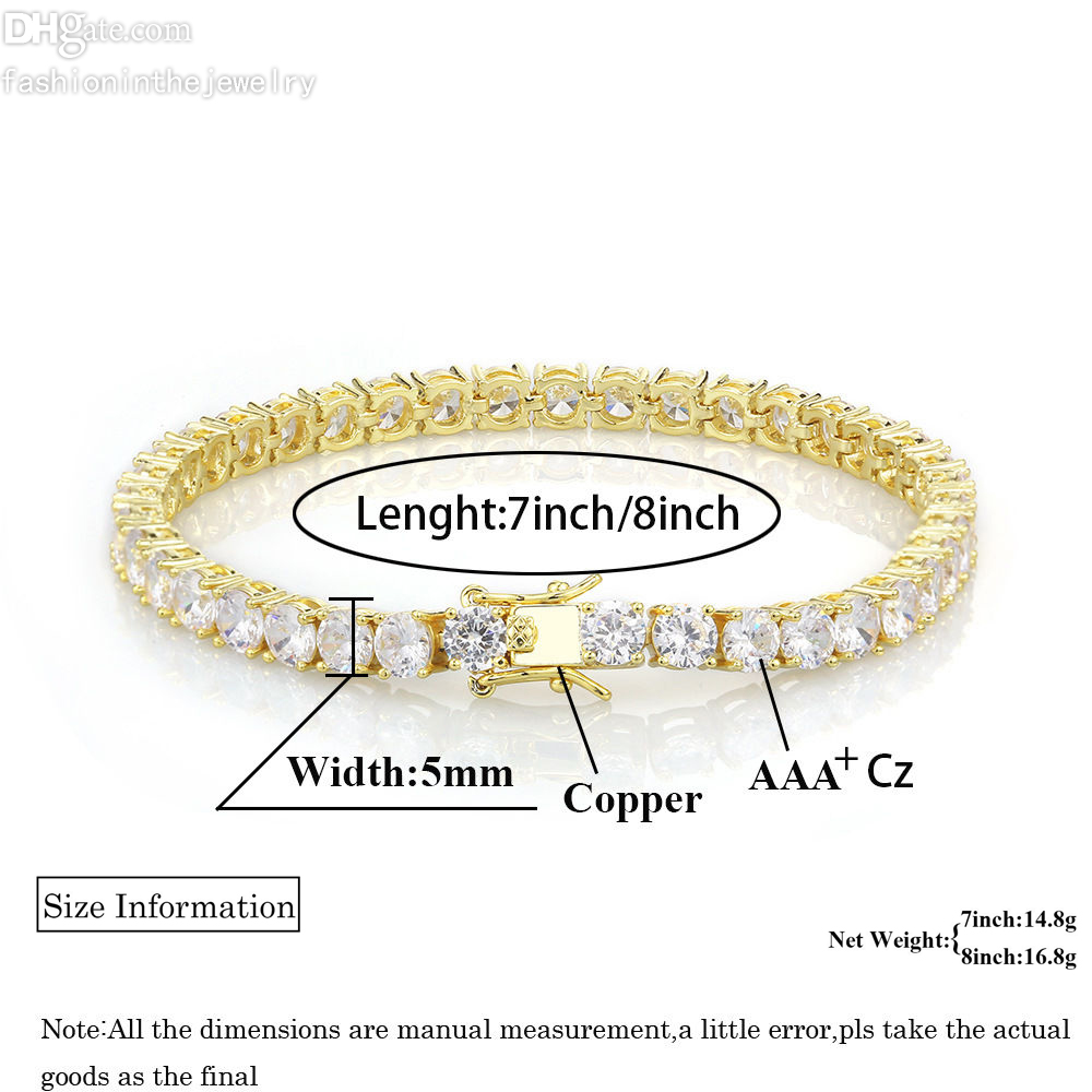 Designer Bracelet diamond tennis bracelets for women Luxury Jewelry gift 3 4 5 6 mm 7 8 inch fashion Zircon Link Chain bangles Men