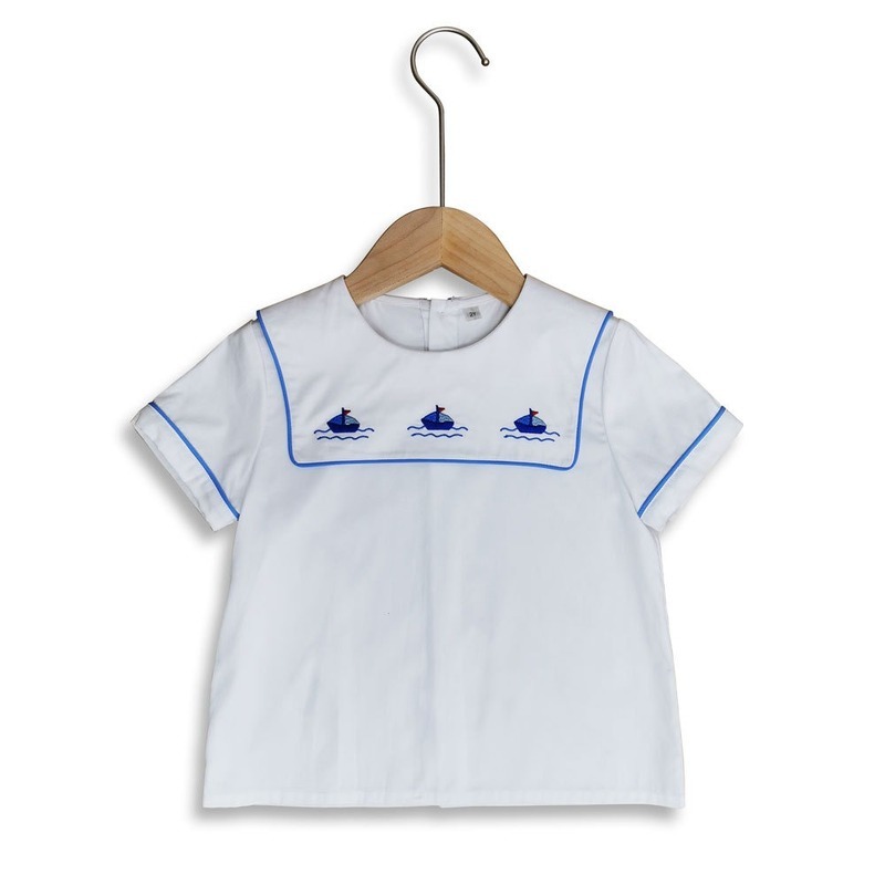 INS Summer Popular Baby Clothing New Spanish Children's Clothing Short-Sleeved Embroidered Cotton Top Toddler Boy ClothesX1019