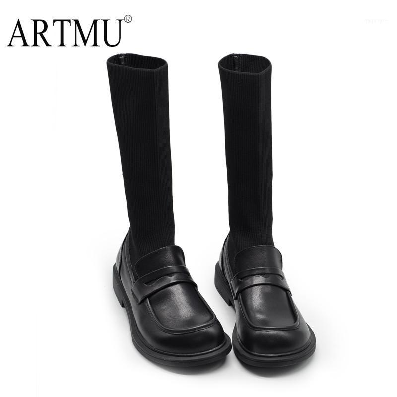 Artmu Fashion Autumn Winter Mid-Calf Boots Elastic Fabric Sock Boots Black Leather Shoes Students Sock Shoes botas mujer1 
Artmu Fashion Autumn Winter Mid-Calf Boots Elastic Fabric Sock Boots Black Leather Shoes Students Sock Shoes botas mujer1