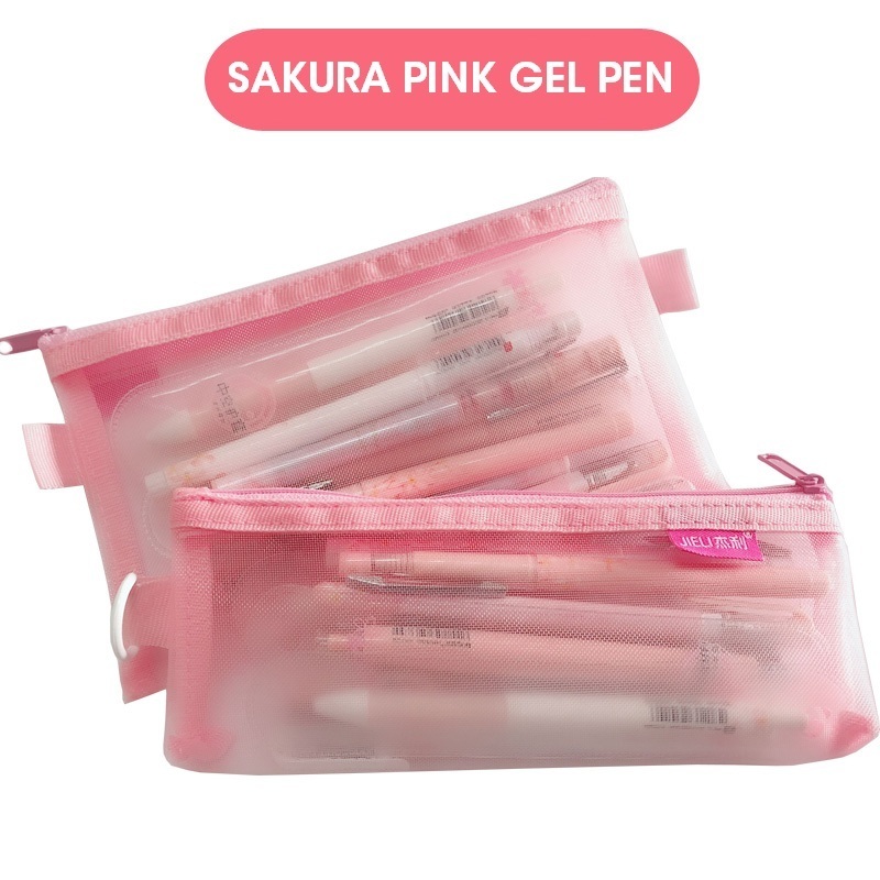 M&G Sakura Pink Cute Kawaii Pen Set Black Gel Ink Pens 0.5mm 0.38mm Retractable for school supplies gelpen stationery roller Y200709